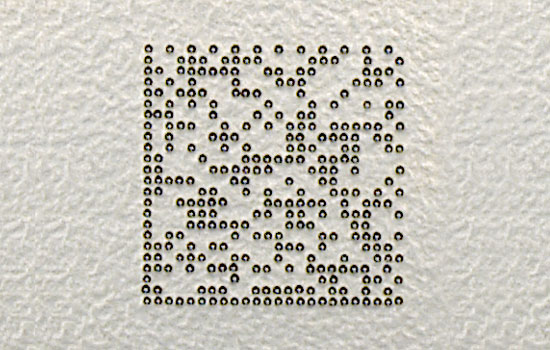 Dot peen pin marked data matrix code