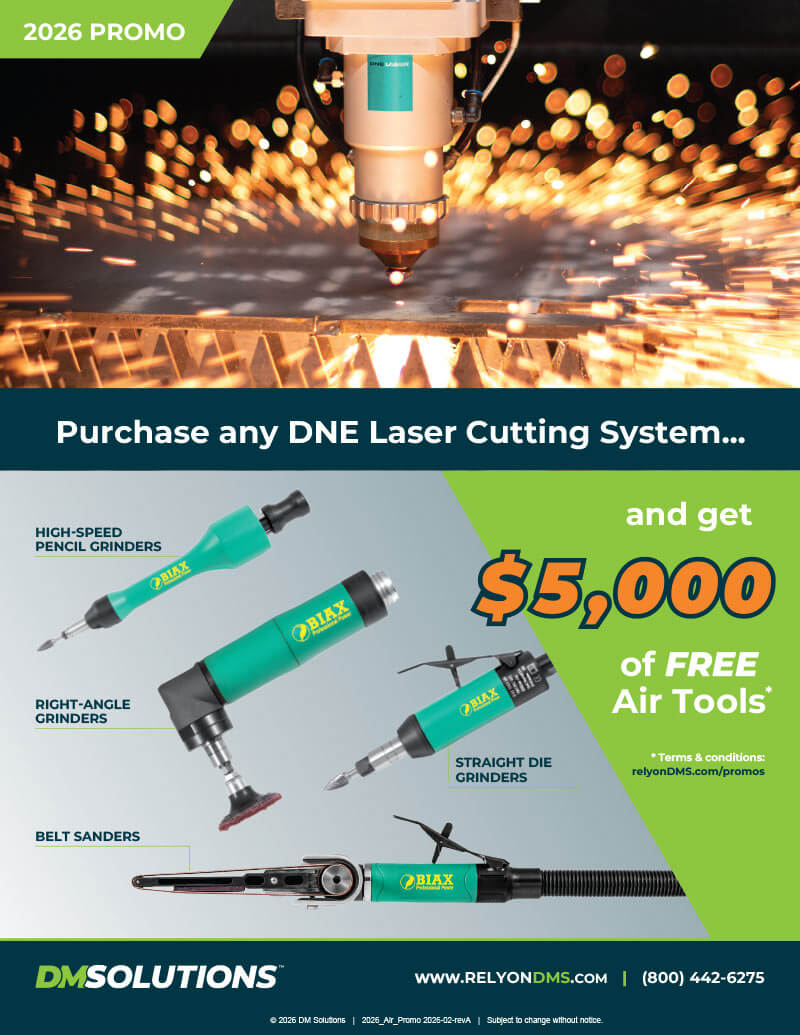 Purchase any DNE laser cutting system and get $5,000 of free air tools